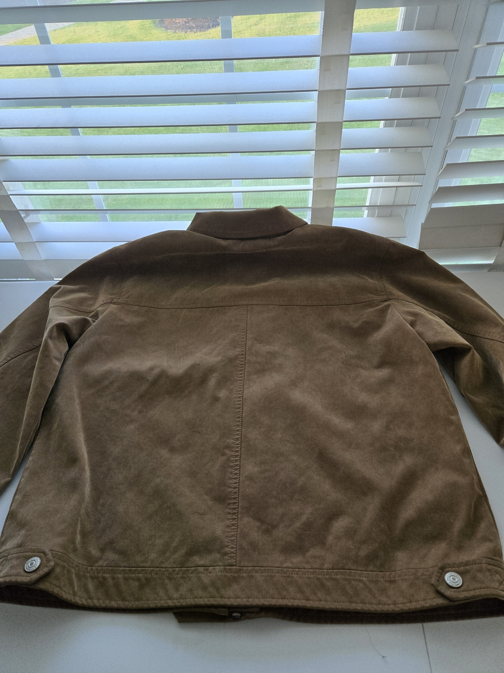 Free People Blair Vegan Suede Moto Trucker Shacket Cargo Utility Jacket Brown L - Picture 10 of 12